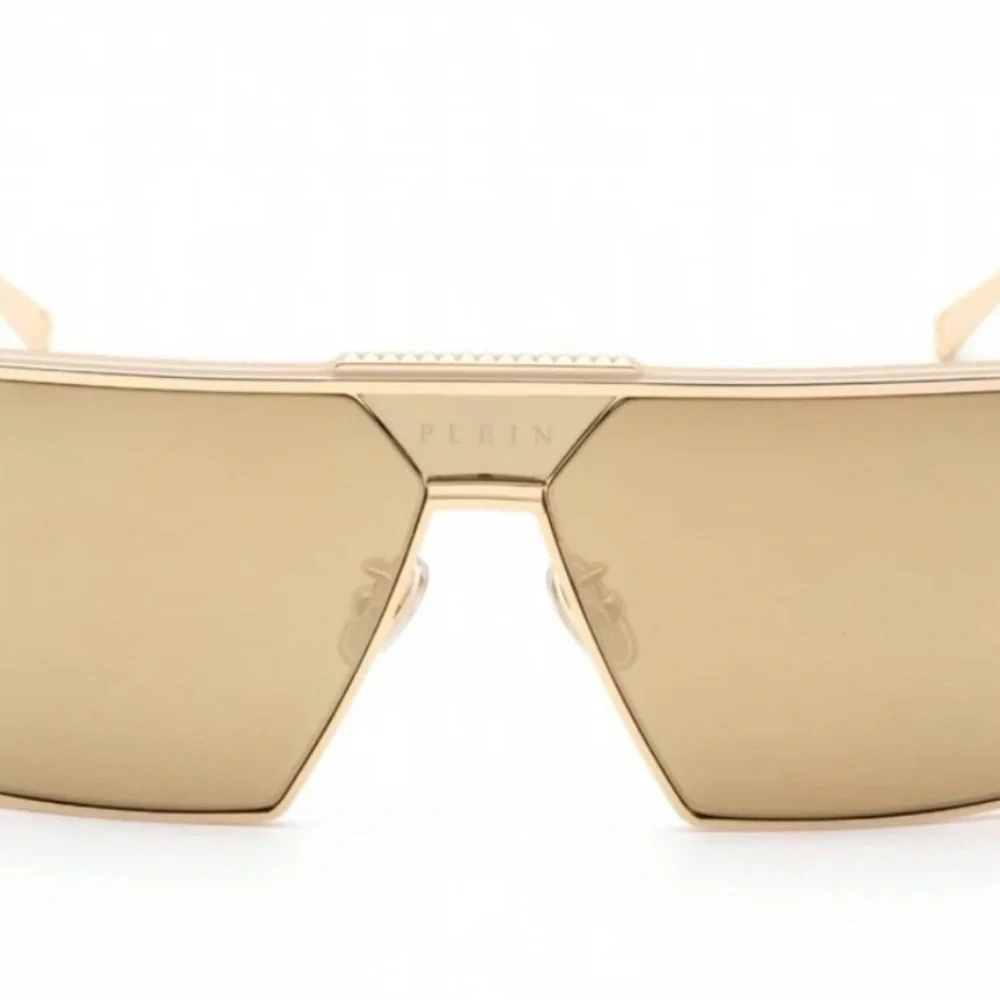 Philipp Plein Gold Titanium Geometric Sunglasses | Luxury Designer Frame w/ Case